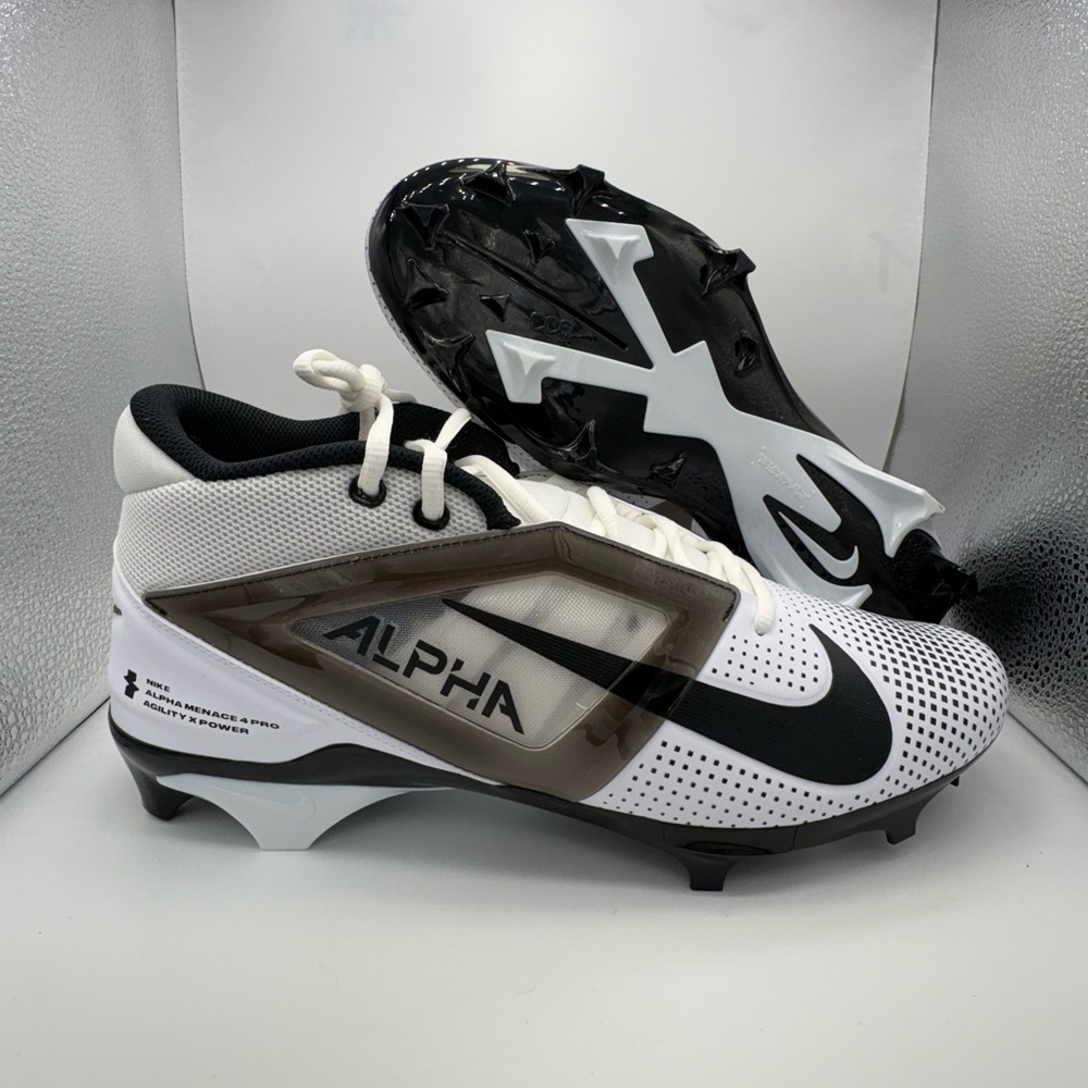 NIKE Air Alpha Menace 4 Pro Football Cleats White FZ7702 105 - New/NoBox